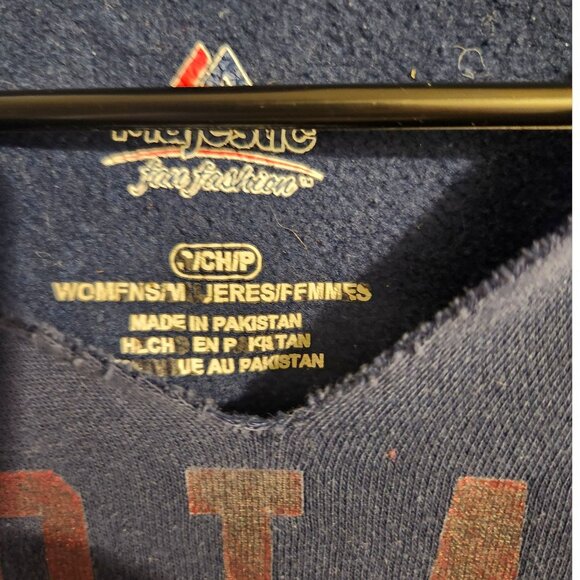 Majestic Clevelad Indians Baseball Hoodie Womens Size Small Navy Blue Sweatshirt - Picture 5 of 6